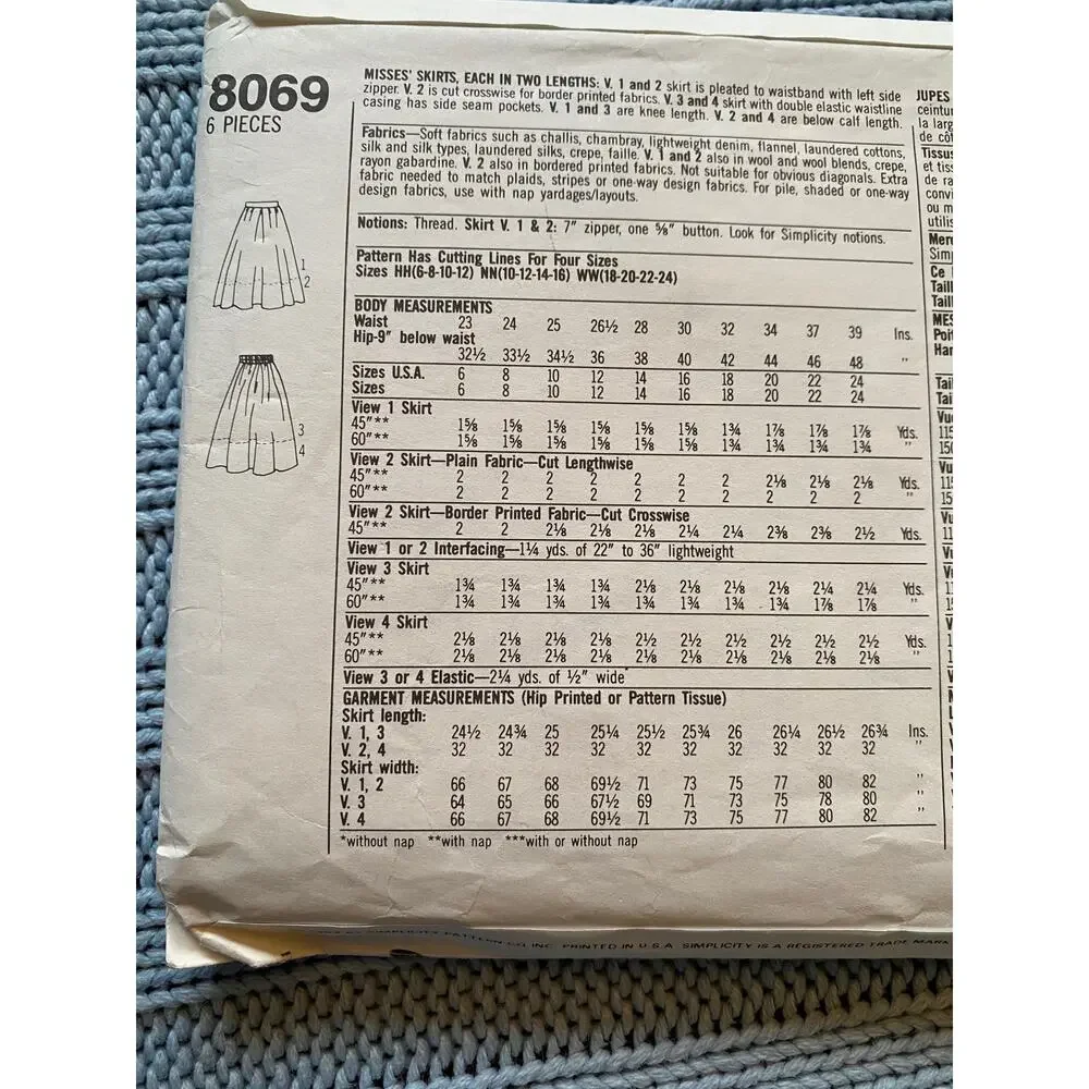 Simplicity 8062 Skirt top pants pattern